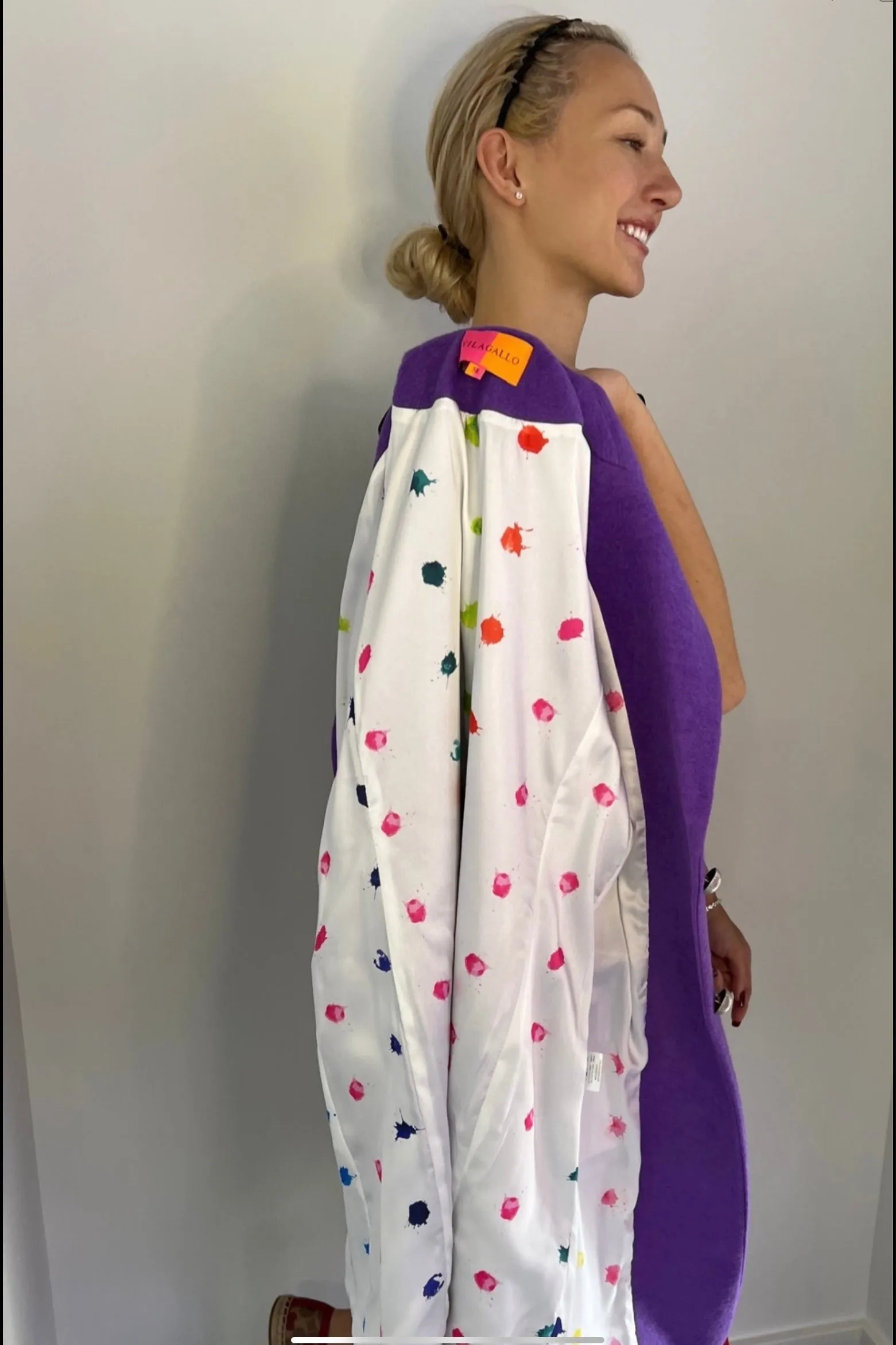 PURPLE METAL BUTTON WOOL COAT