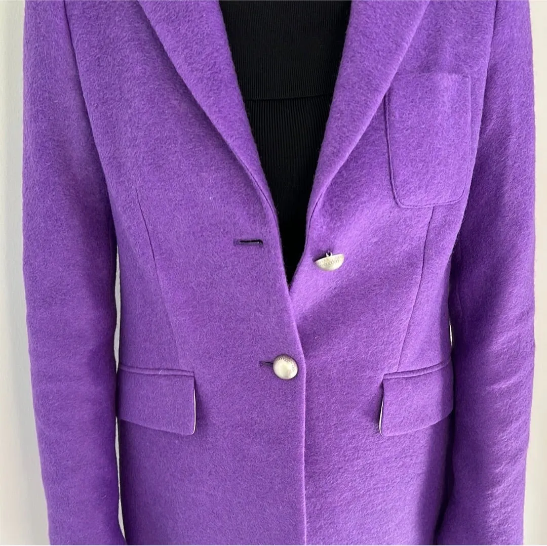 PURPLE METAL BUTTON WOOL COAT