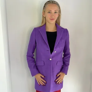 PURPLE METAL BUTTON WOOL COAT