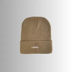 "Mother Strong" Embroidered Beanie - Camel