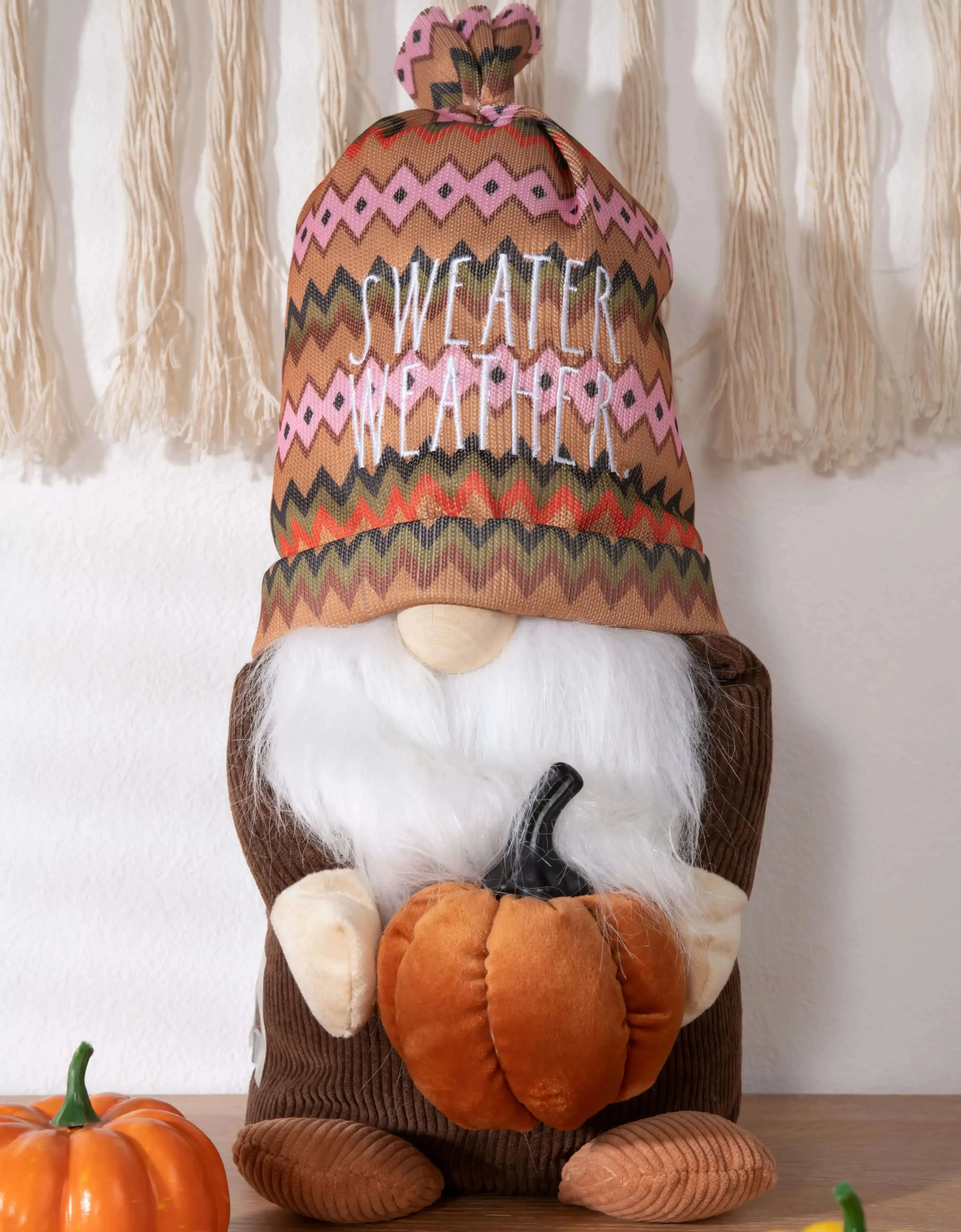 Rae Dunn “Sweater Weather” Fall-Themed Plush Pumpkin Gnome