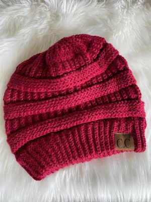 Red Sparkly CC Brand Knit Beanie