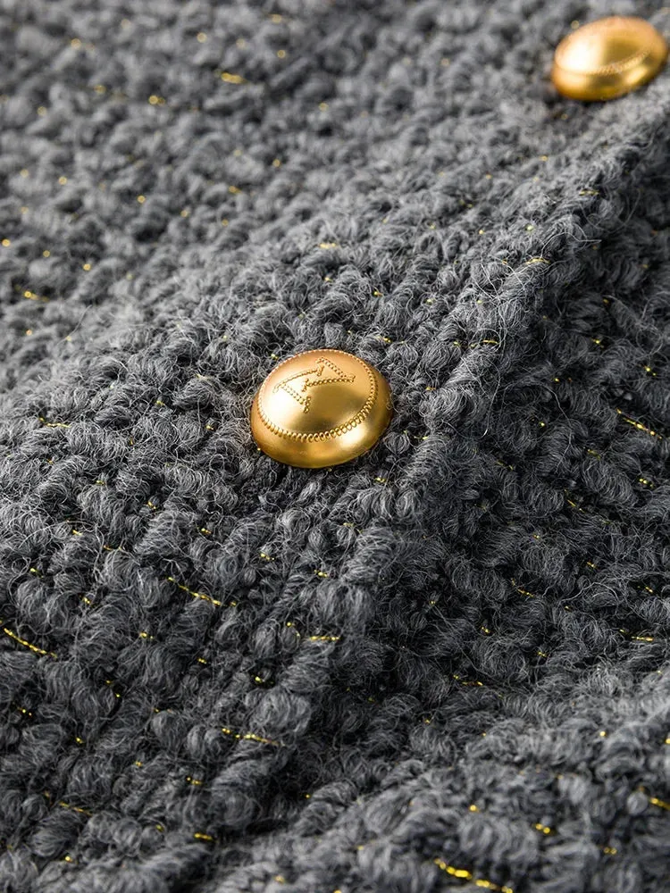 rendy Wool Tweed Casual Grey Top