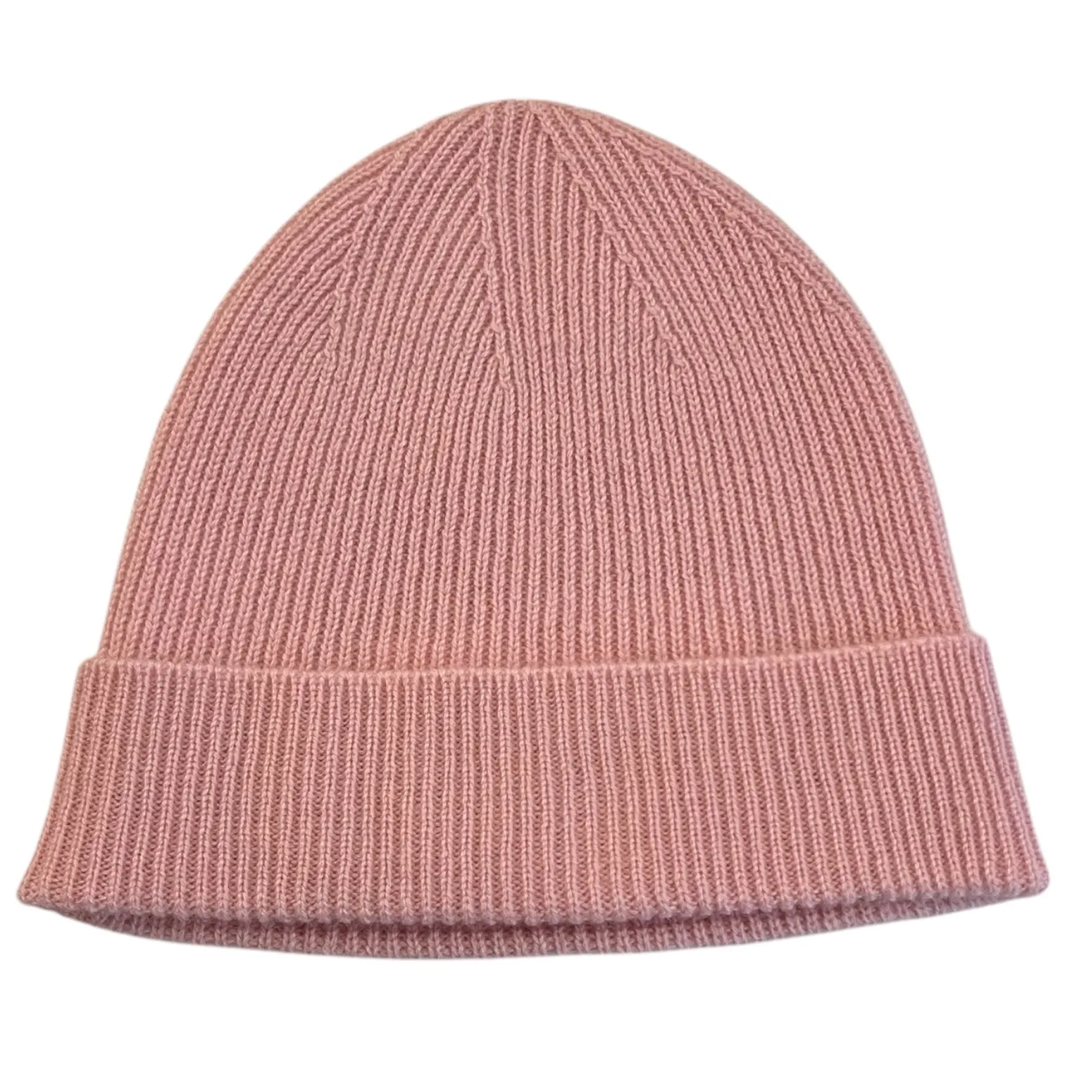 Ribbed Cashmere Beanie in Baby Pink