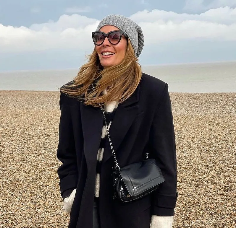 Ribbed Grey Cashmere Slouch Beanie Hat