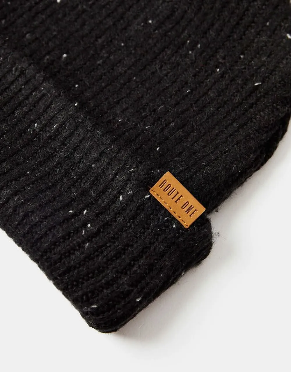 Route One Recycled Fleck Beanie - Black