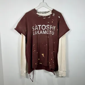 Satoshi Nakamoto Red Distressed Luke Thermal T-Shirt Size L