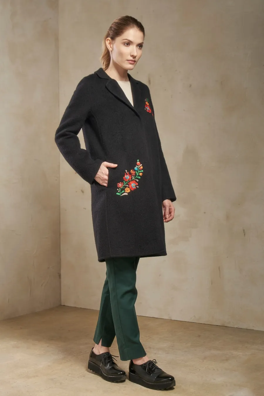 Selina Coat Baby Alpaca & Wool Color Black