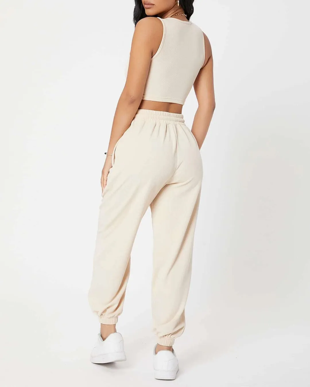 Set Of Two :Corset Style Top & Jogger In White