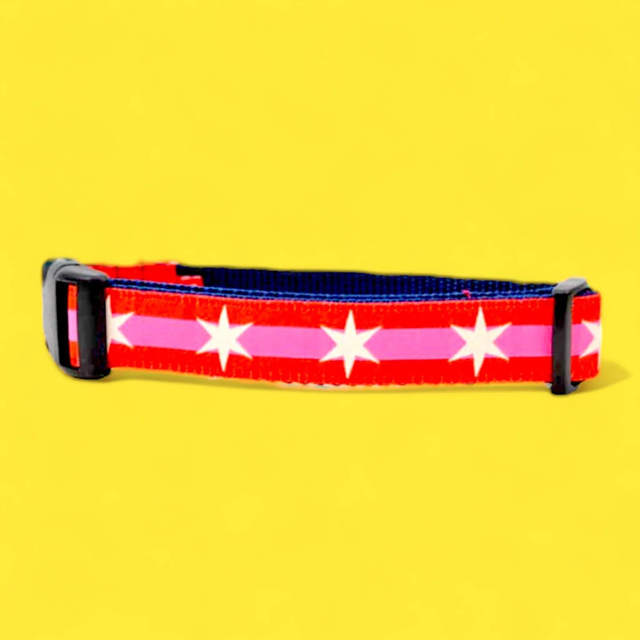Six Point Star Dog Collar - Pink   Red