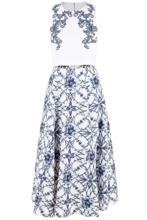 Sleeveless Beaded Crop Top and Skirt