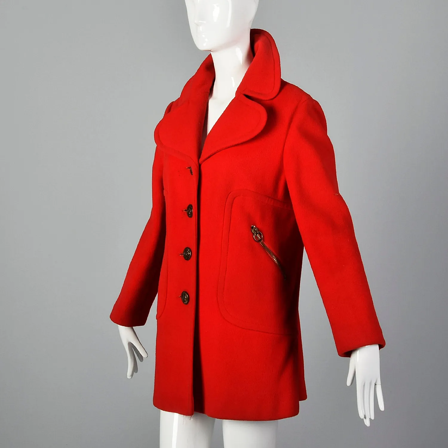 Small Pierre Cardin Red Wool Coat
