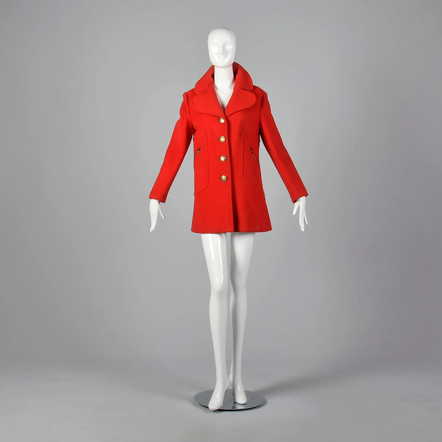 Small Pierre Cardin Red Wool Coat
