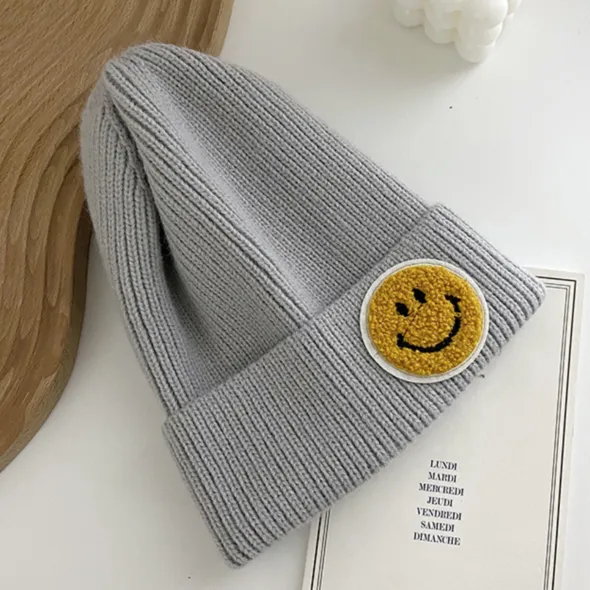 Smile Face Embroidered Beanie