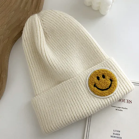 Smile Face Embroidered Beanie