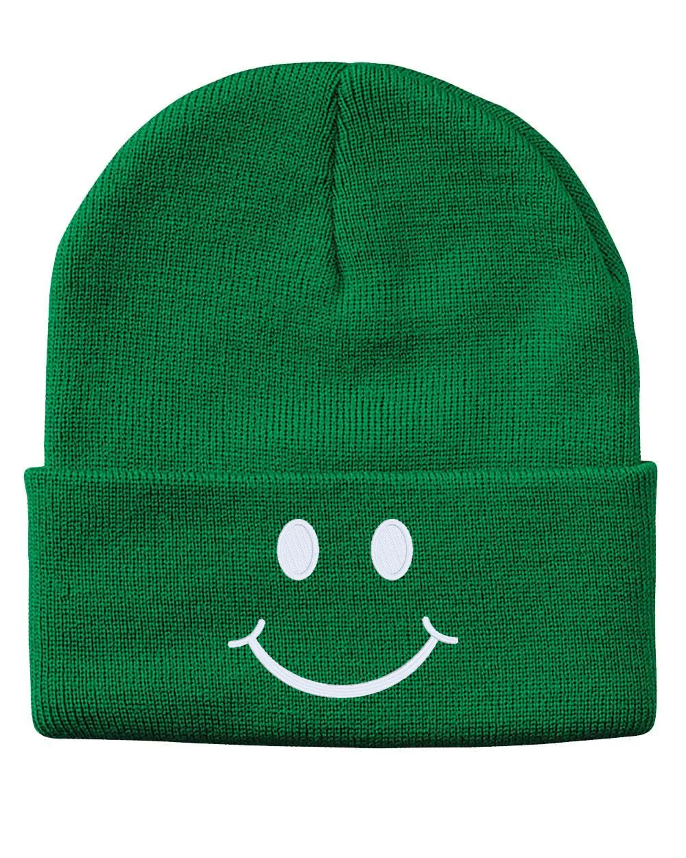 SMILE Face Embroidered Cuffed Beanie Hat