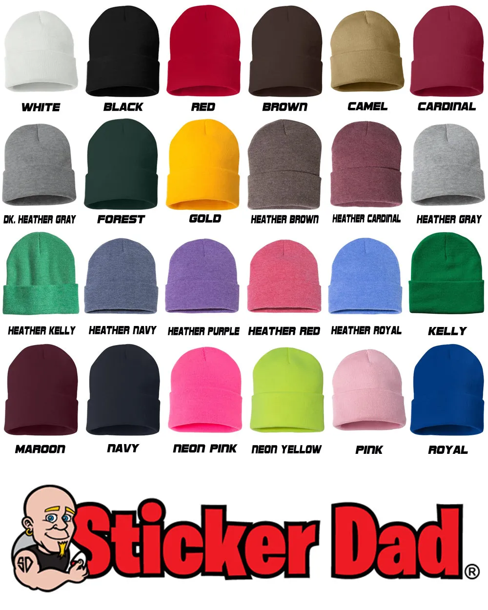 SMILE Face Embroidered Cuffed Beanie Hat