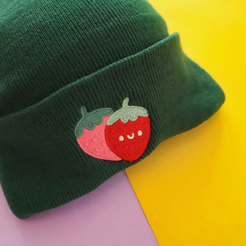 Strawberry Embroidered Beanie