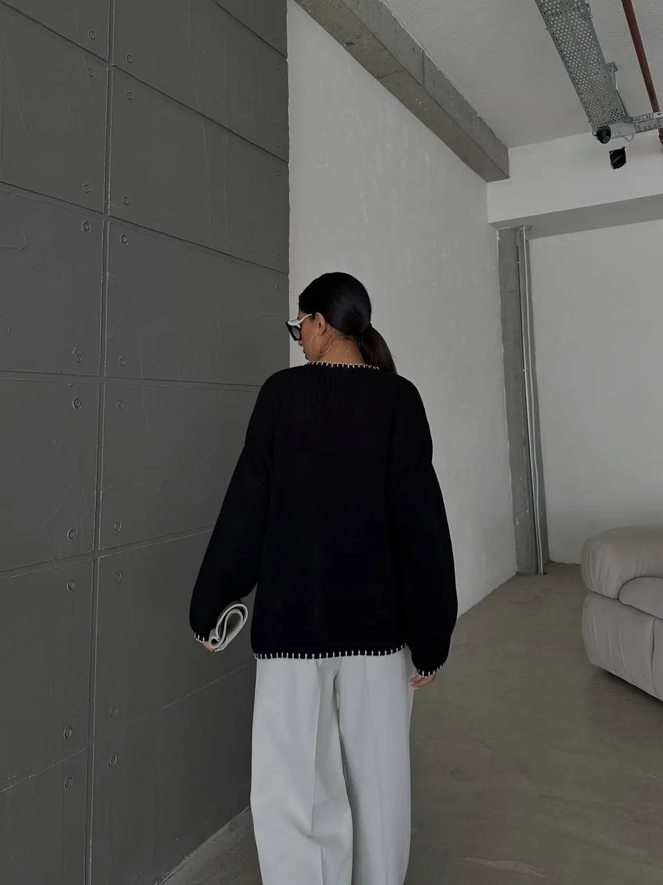Strick Pullover mit Kontrastnähten