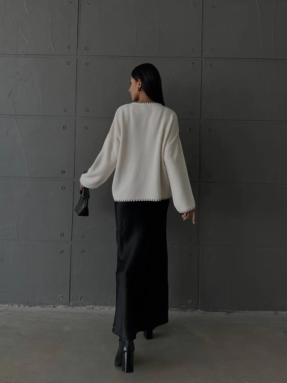 Strick Pullover mit Kontrastnähten