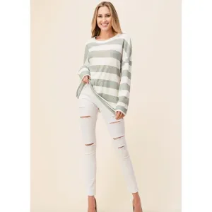 Striped Waffle Long Sleeve Top