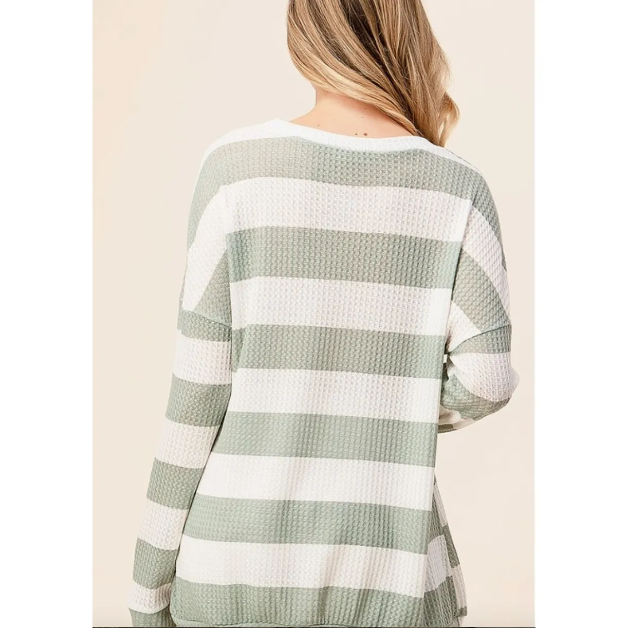Striped Waffle Long Sleeve Top