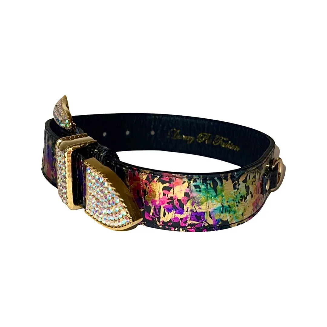Stunning One OF A Kind Art Deco Custom Snake Collar With Swarovski Crystal Italian Hardware