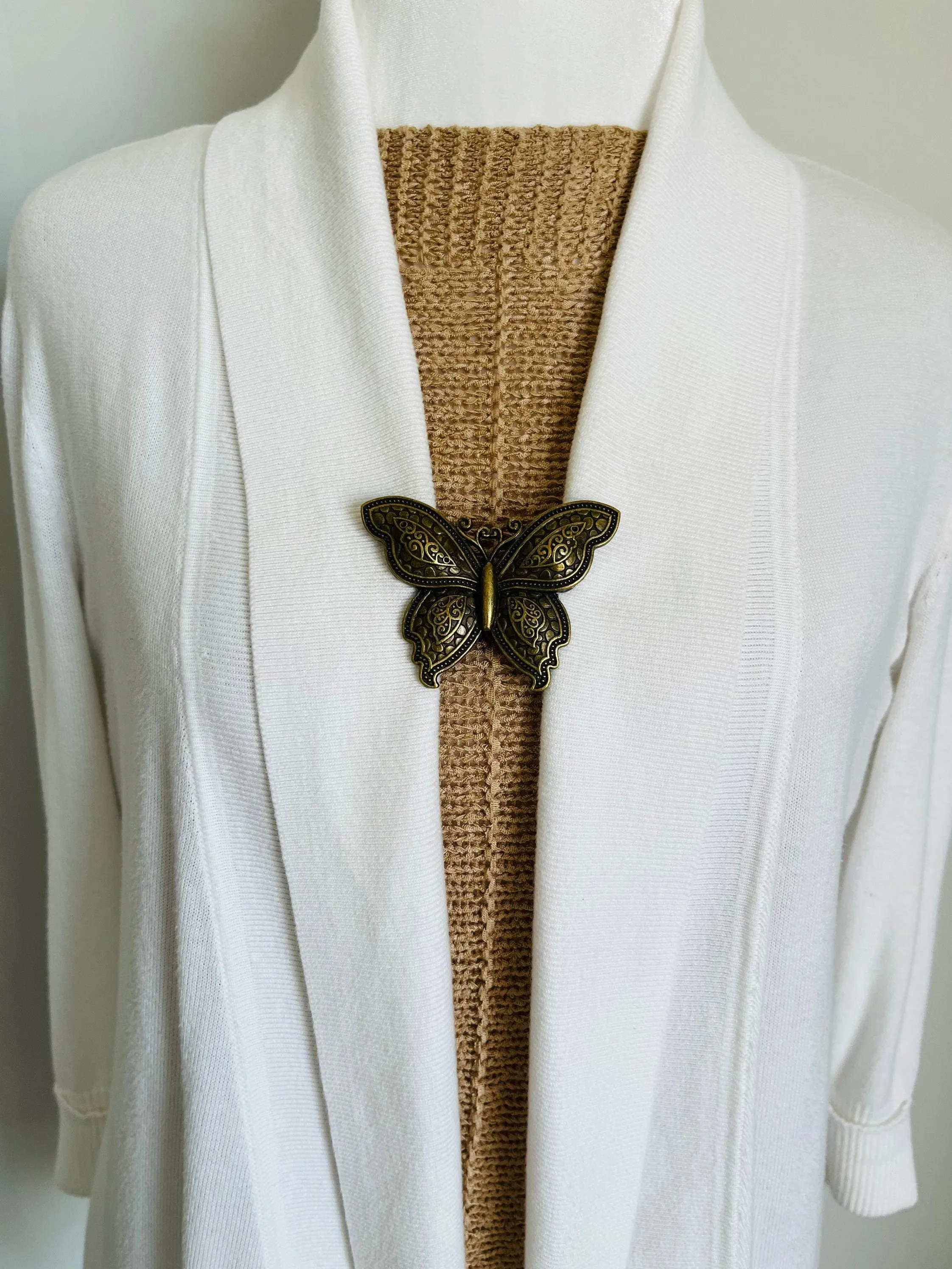 Sweater Clips Bronze Butterfly Sweater Clip Cardigan Clasp Vintage Style Jewelry Gift Gifts for Her by Fabulici