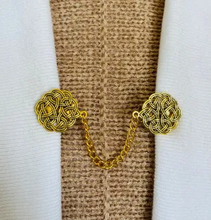 Sweater Clips Gold Chain Knot Sweater Clip Cardigan Clip Kimono Clasps Gold Sweater Clasp Celtic Gift for Mom Gifts for Her by Fabulici