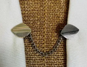 Sweater Clips Silver Leaf Cardigan Clasp for Sweater Clip Kameez Leaves Kimono Fastener for Scarf Clips Birthday Gift for Her by Fabulici