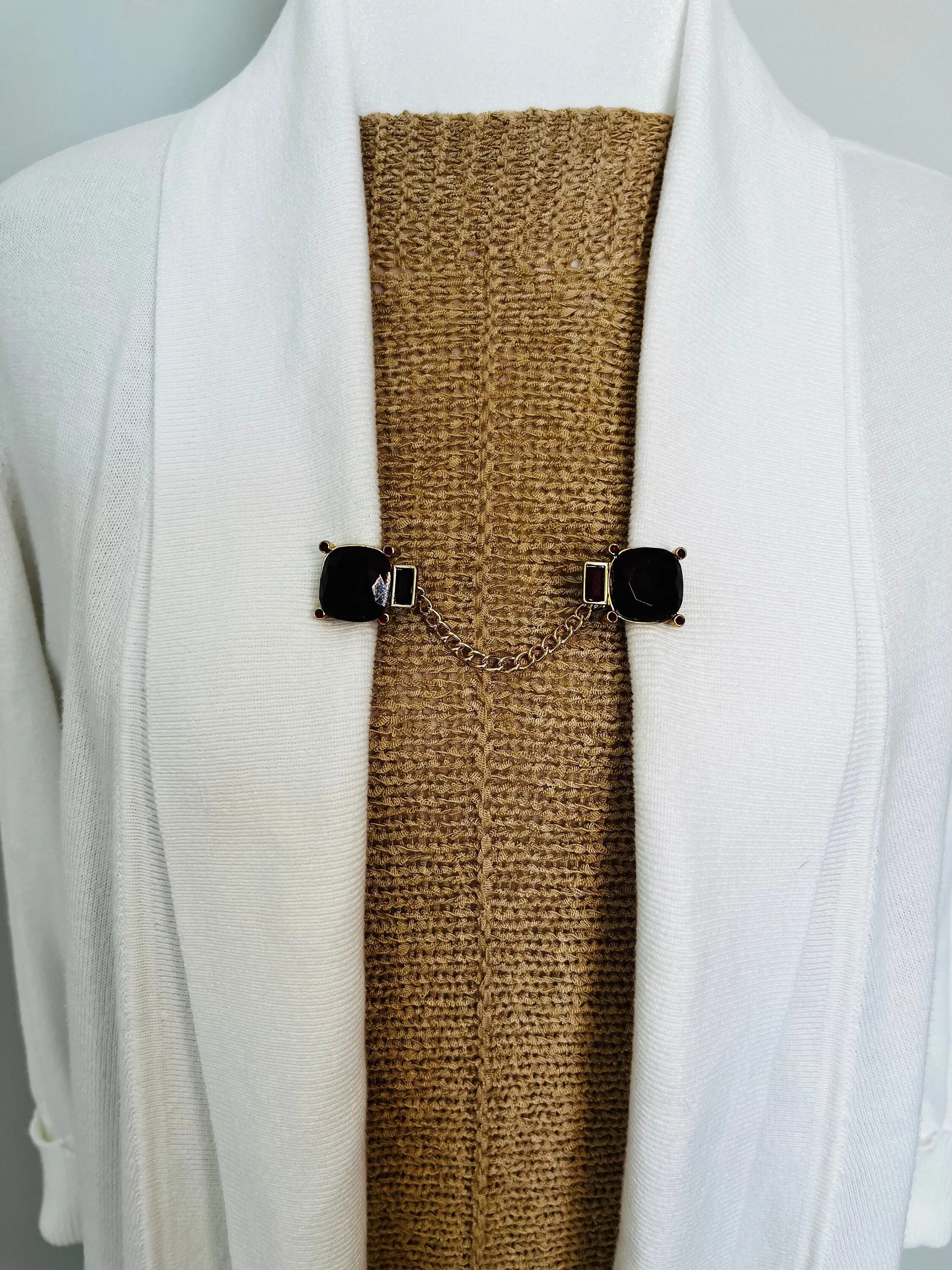 Sweater Clips Vintage Burgundy Cardigan Clip for Sweater Clasp Cinch Clip Chain Sweater Clip Jewelry Gift Gifts for Her by Fabulici