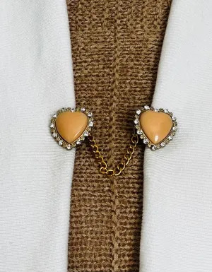 Sweater Clips Vintage Heart Sweater Clip for Cardigan Clasp Chain Sweater Clasp Valentine Jewelry Collar Clasp Gift for Her by Fabulici