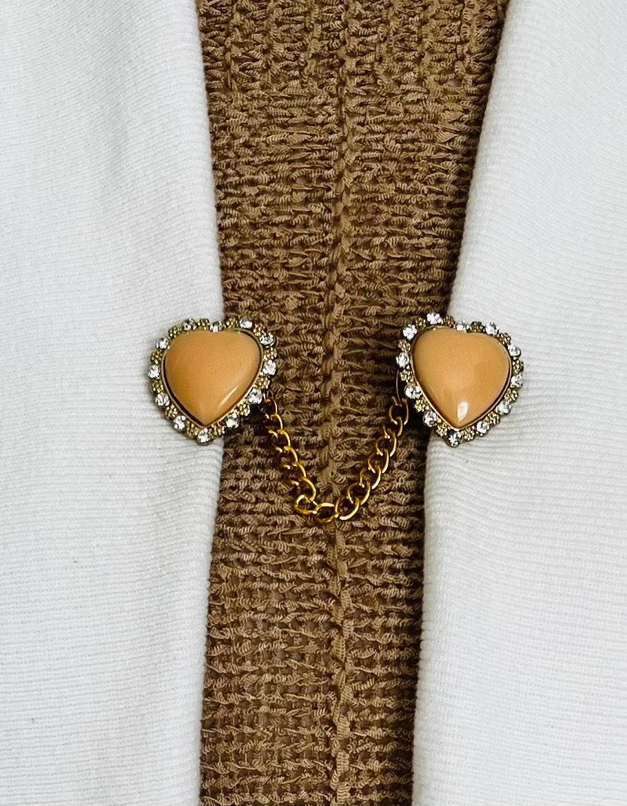 Sweater Clips Vintage Heart Sweater Clip for Cardigan Clasp Chain Sweater Clasp Valentine Jewelry Collar Clasp Gift for Her by Fabulici