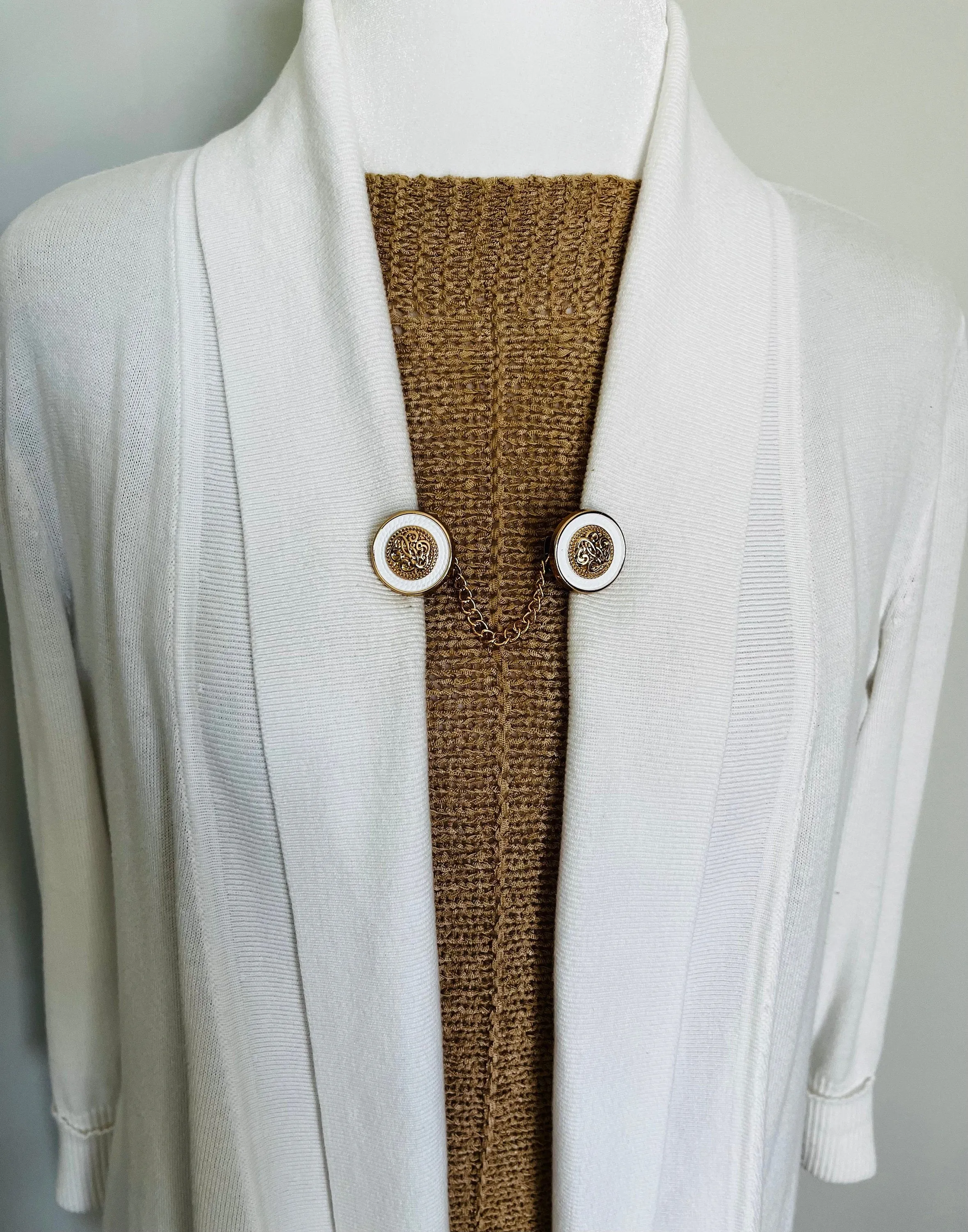 Sweater Clips White Celtic Sweater Clip for Cardigan Clip Kimono Clasps Chain Sweater Clasp Gift for Mom Gifts for Her by Fabulici