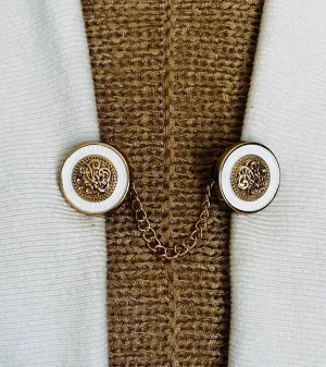 Sweater Clips White Celtic Sweater Clip for Cardigan Clip Kimono Clasps Chain Sweater Clasp Gift for Mom Gifts for Her by Fabulici