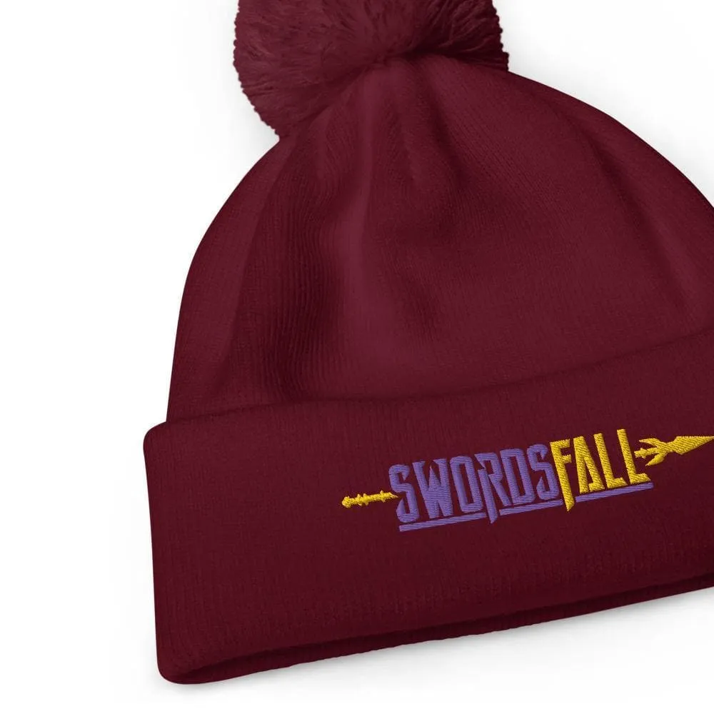 Swordsfall Logo (Yellow/Purple) Pom Pom Beanie
