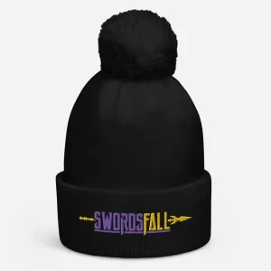 Swordsfall Logo (Yellow/Purple) Pom Pom Beanie