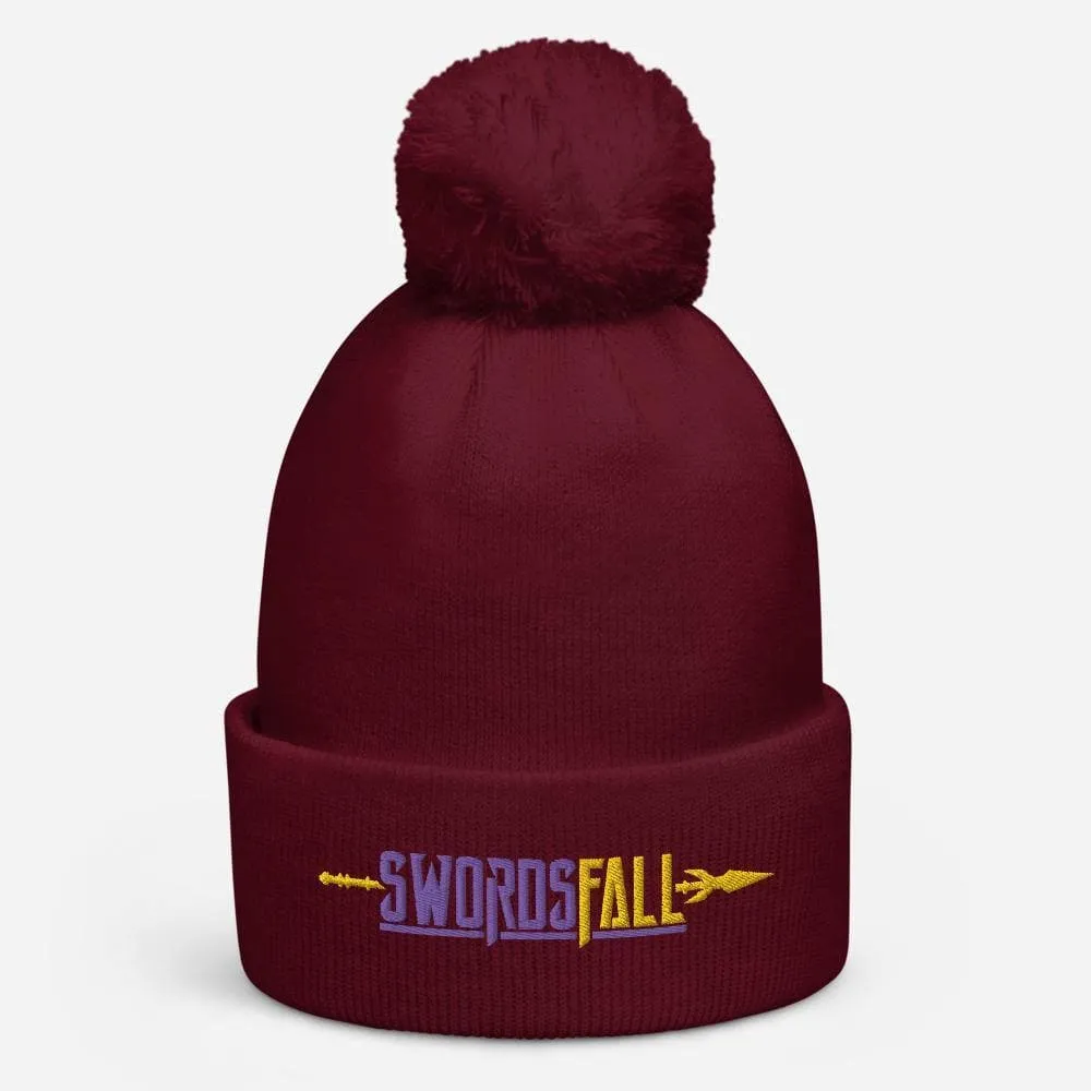 Swordsfall Logo (Yellow/Purple) Pom Pom Beanie