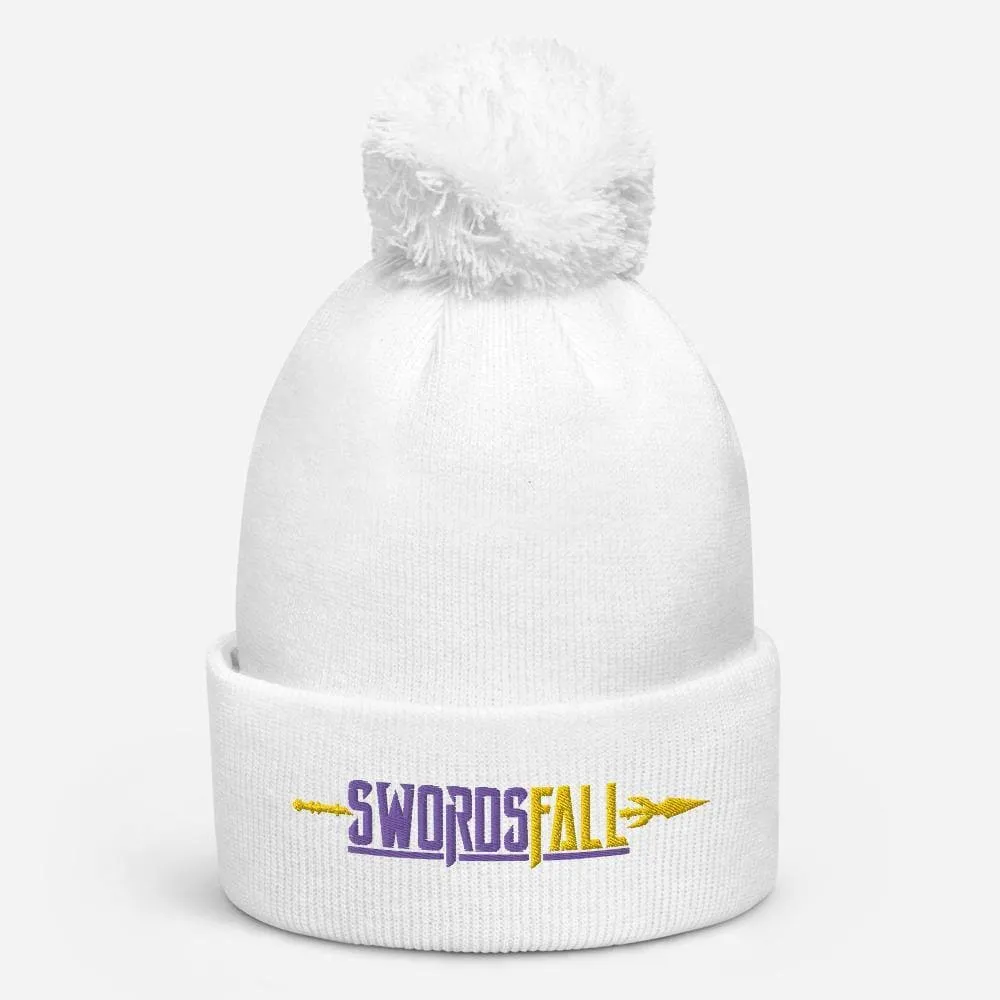 Swordsfall Logo (Yellow/Purple) Pom Pom Beanie