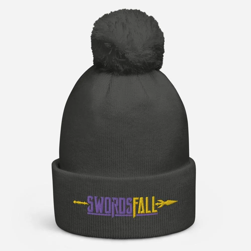 Swordsfall Logo (Yellow/Purple) Pom Pom Beanie