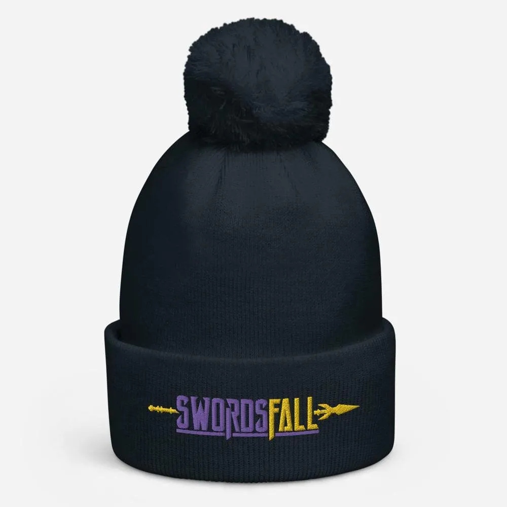 Swordsfall Logo (Yellow/Purple) Pom Pom Beanie