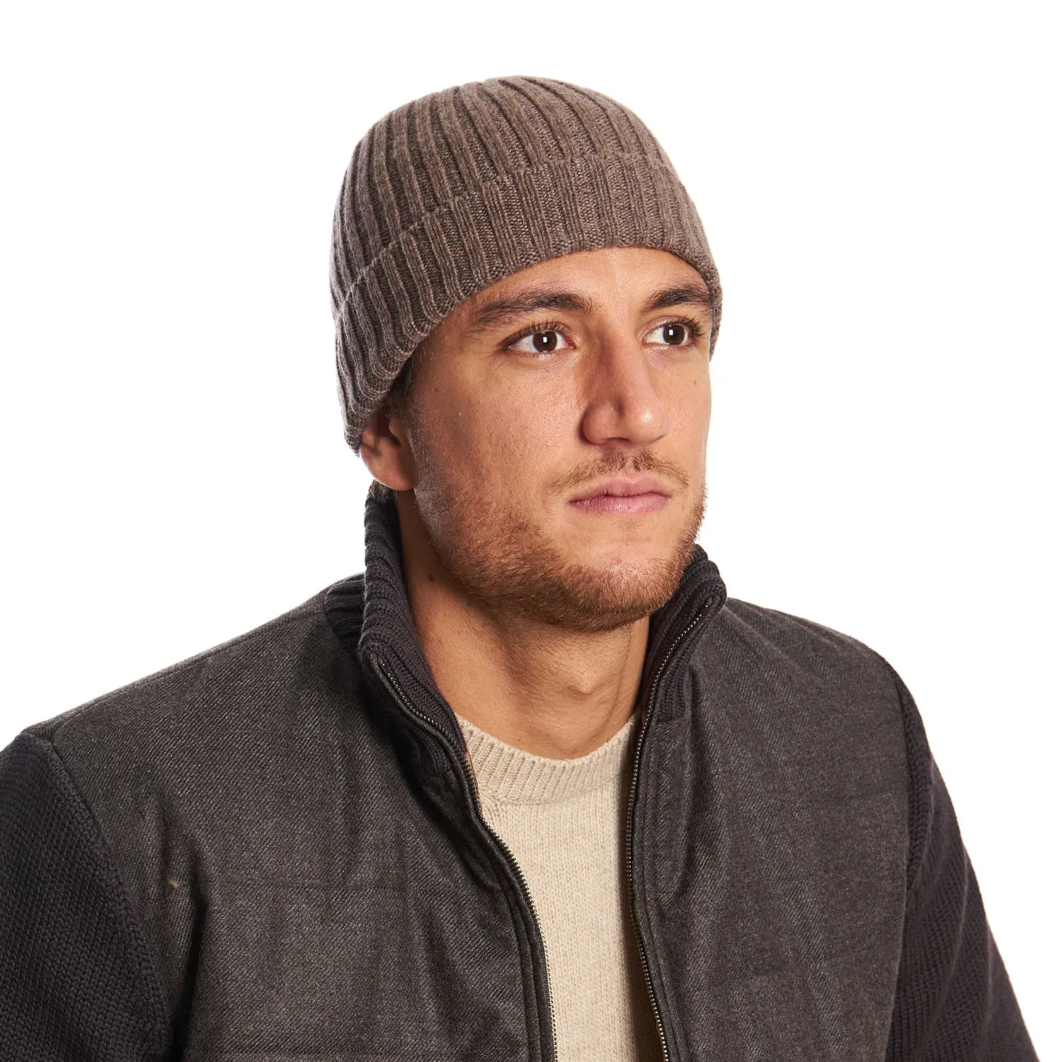 TAUPE COLOUR RIBBED BEANIE