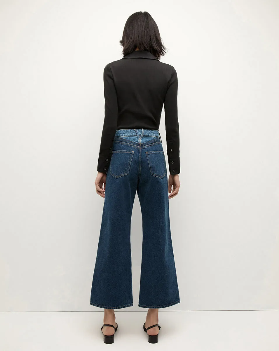 Taylor Two-Tone Cropped Wide-Leg Jean
