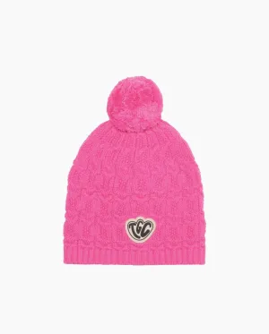 TGC Lace Knit Pom Pom Beanie - Bubblegum Pink