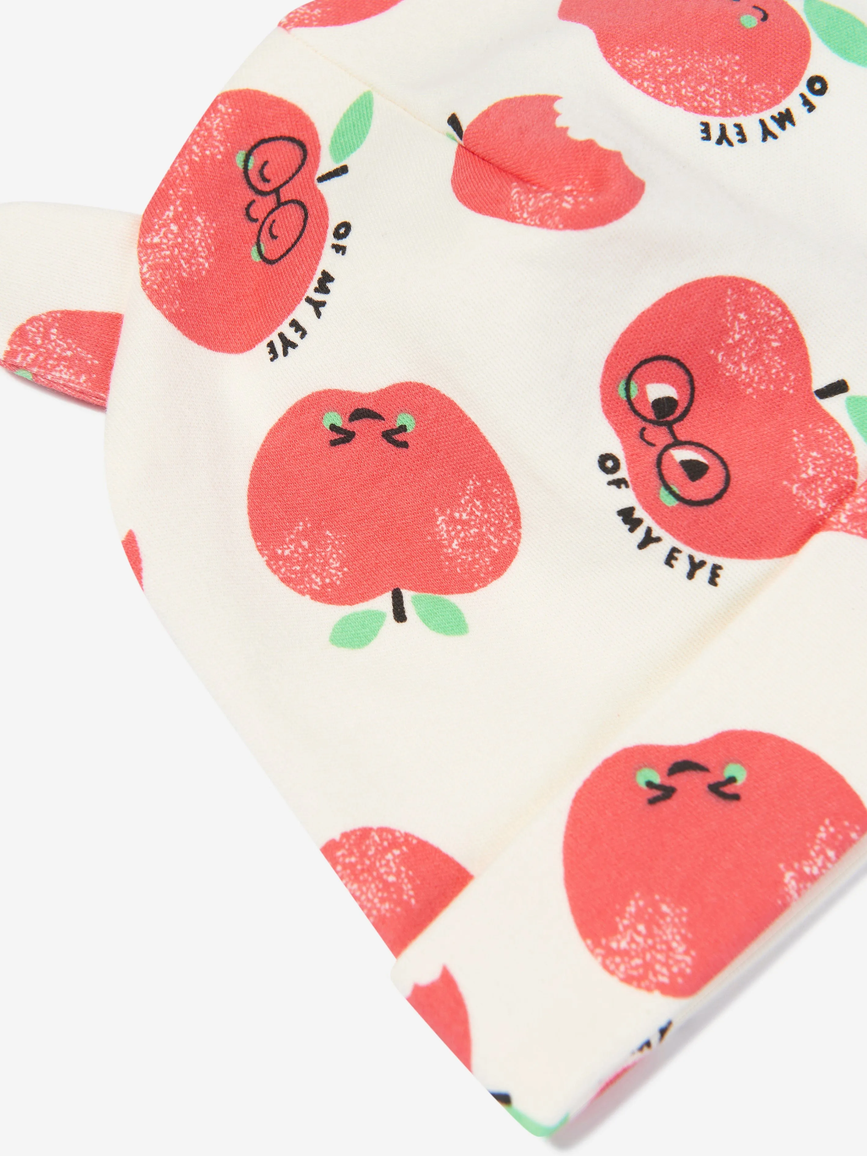 The Bonnie Mob Baby Apple Print Hat With Ears in Red