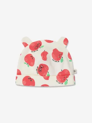 The Bonnie Mob Baby Apple Print Hat With Ears in Red