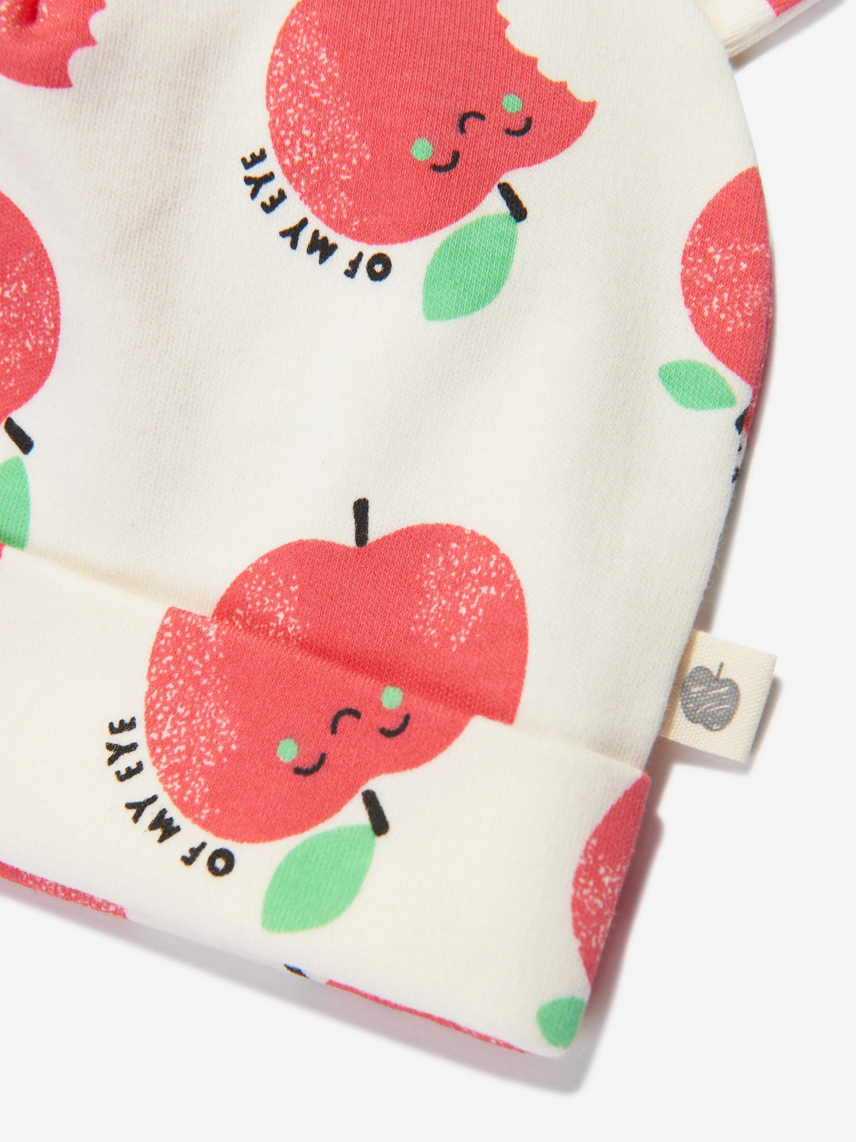 The Bonnie Mob Baby Apple Print Hat With Ears in Red