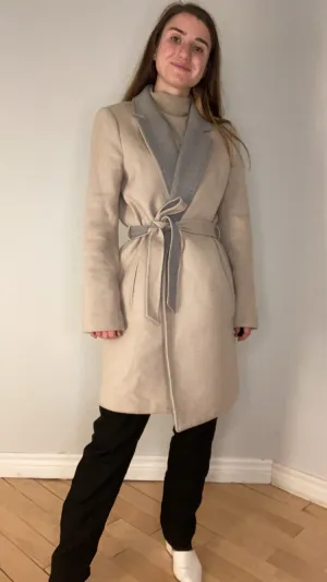 Theory Belted Two-Toned Wool Coat - M