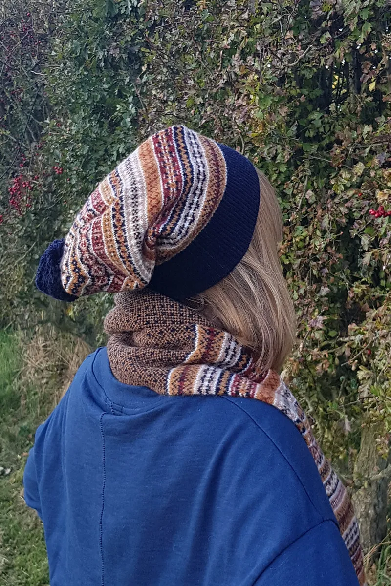 Tweed Fair isle ski hat - Gold
