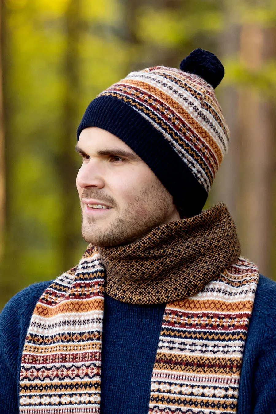 Tweed Fair isle ski hat - Gold